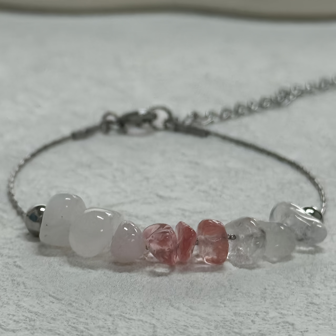 TEMU 1pc Bracelet Made Of Spodumene/strawberry Quartz/, Hormone Natural Stone Bracelet Suitable For Valentine's Day, Birthday, Thanksgiving Day, And