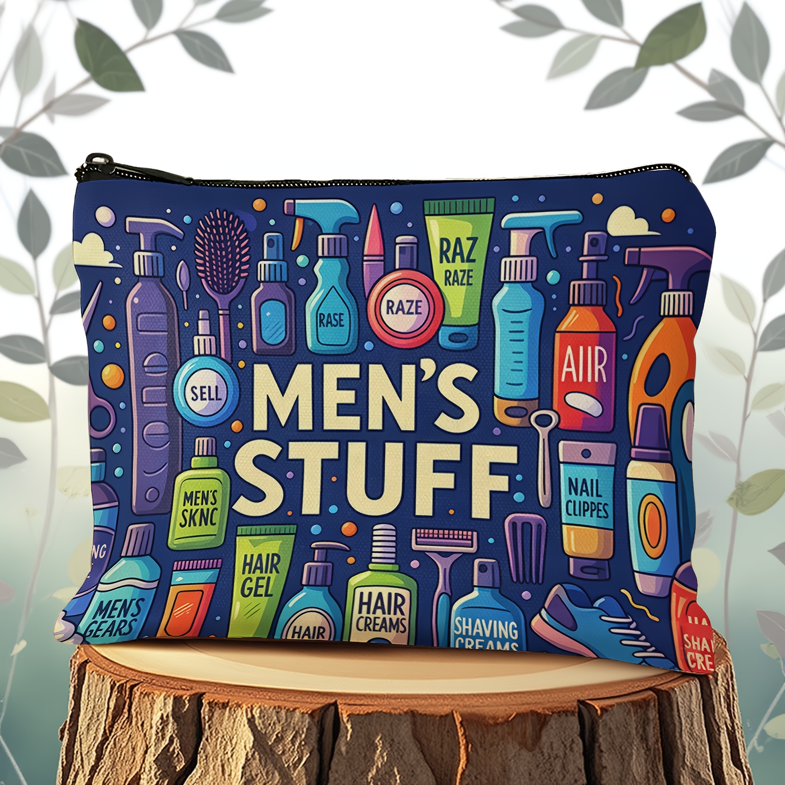 TEMU Men' Products Printed Themed Makeup Bag, Suitable For Fashionable Wallets With Zippers, Office Snack Bags, Skincare Storage Bags, Student