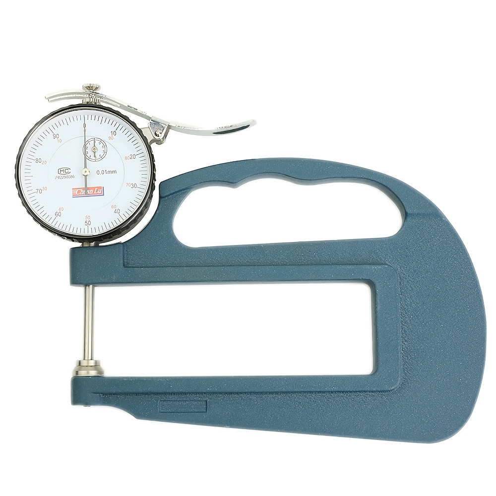 pointer type thickness gauge for h shaped paper and leather measuring range 0 10mm to 120mm with a   of 0 01mm   in a box