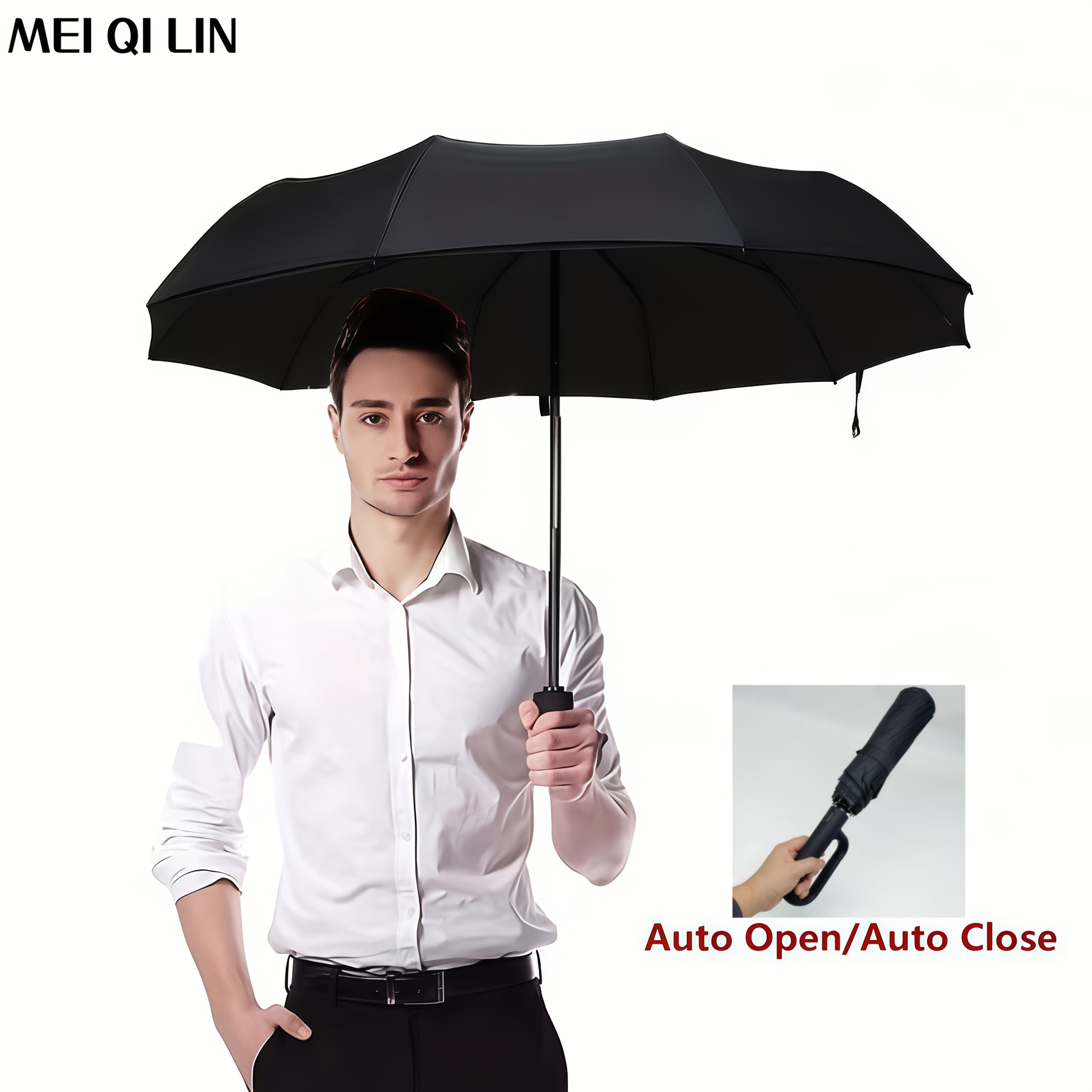 Automatic Umbrella Ribs with Windproof Design and Snap Closure, Portable Folding Travel Umbrella for Men and Women, Thickened and Wind-resistant, an Essential Fashion Accessory for Outdoor Use