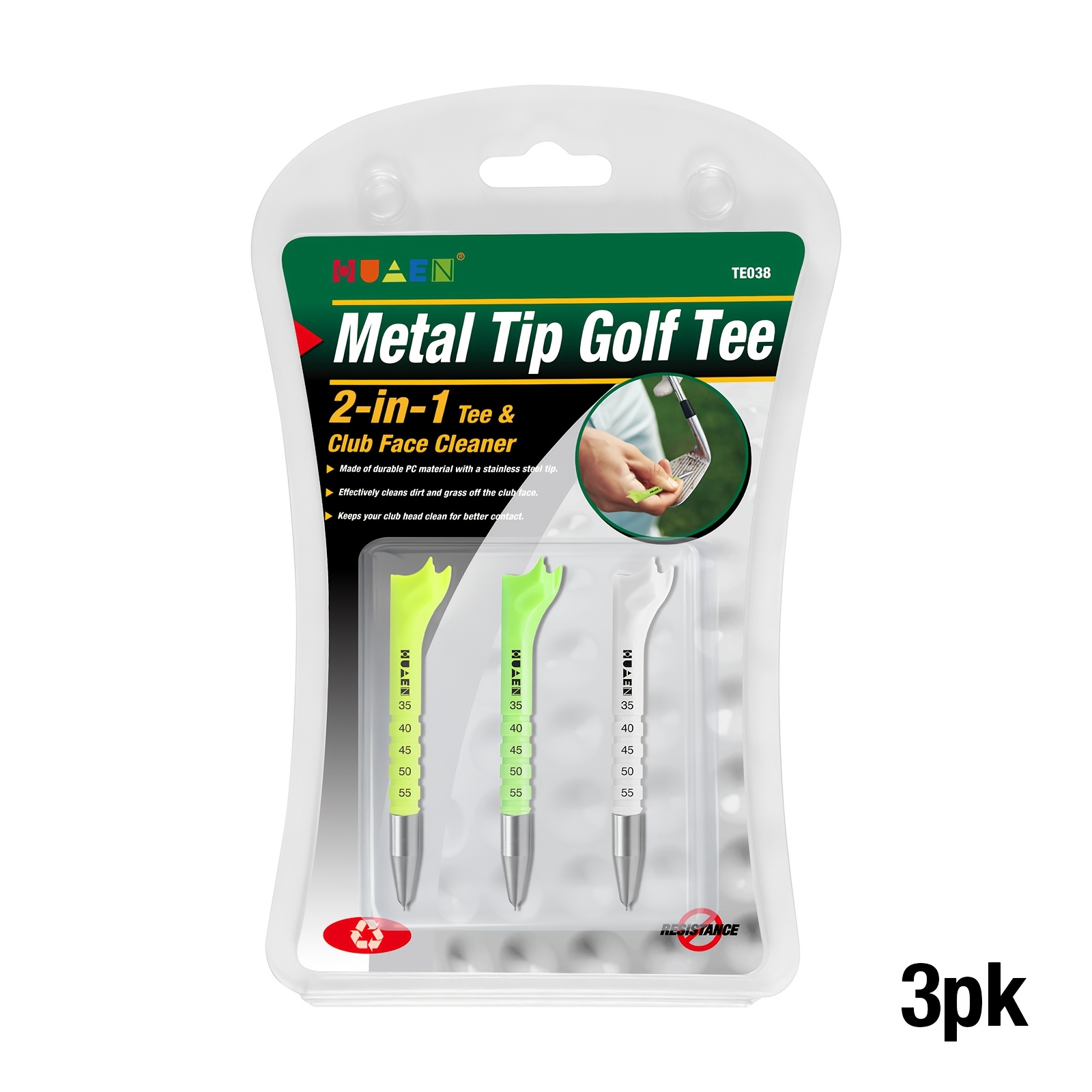 TEMU Huaen Golf Tees - Patented Design: Effectively Reduces Ball Spin To Hit Long, Straight Drives - Low-friction, Long-length Tees And Golf Club