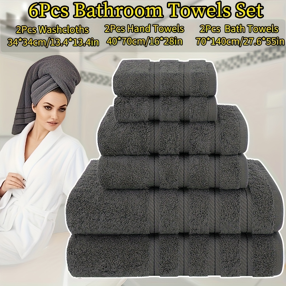 6-teiliges Badezimmer-Handtuch-Set inklusive 2 * 2 Handtüchern 2 Badetüchern, weich bequem, gut saugfähig * für Badezimmer-Dusche, Fitness, Hotel, Familienset, mehrfarbig *