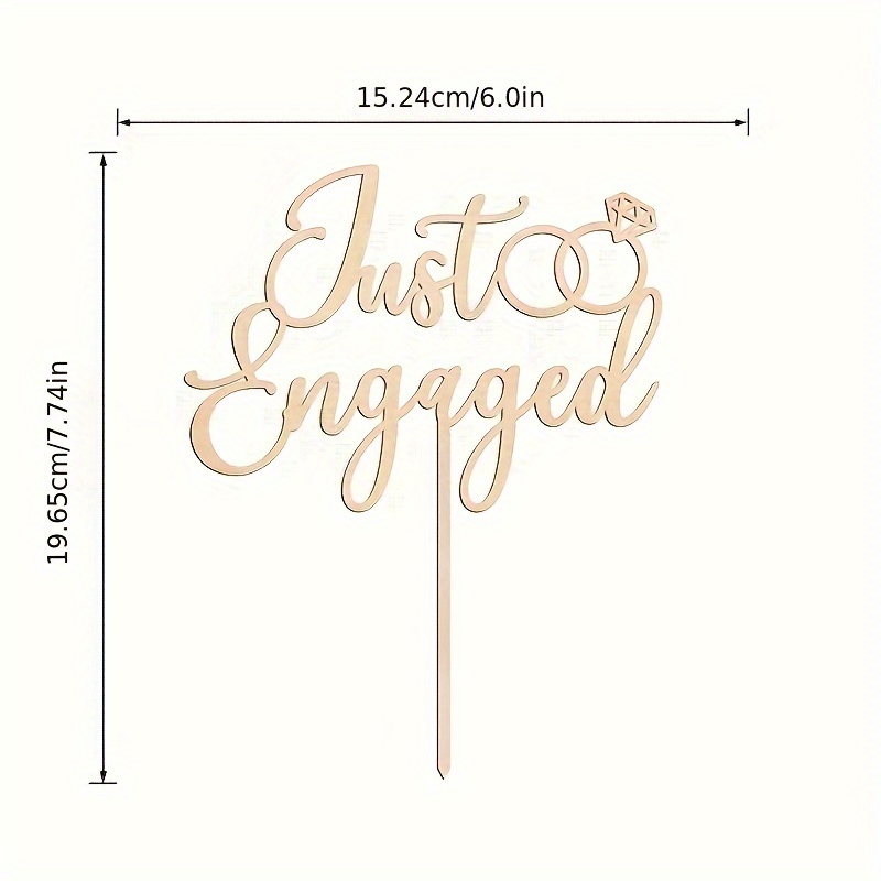 Just Engaged" Wooden Cake Topper With Ring - Perfect For Engasynthetic Gemstoneent Parties & Celebrations, 1pc For Halloween,christmas Event & Party Supplies