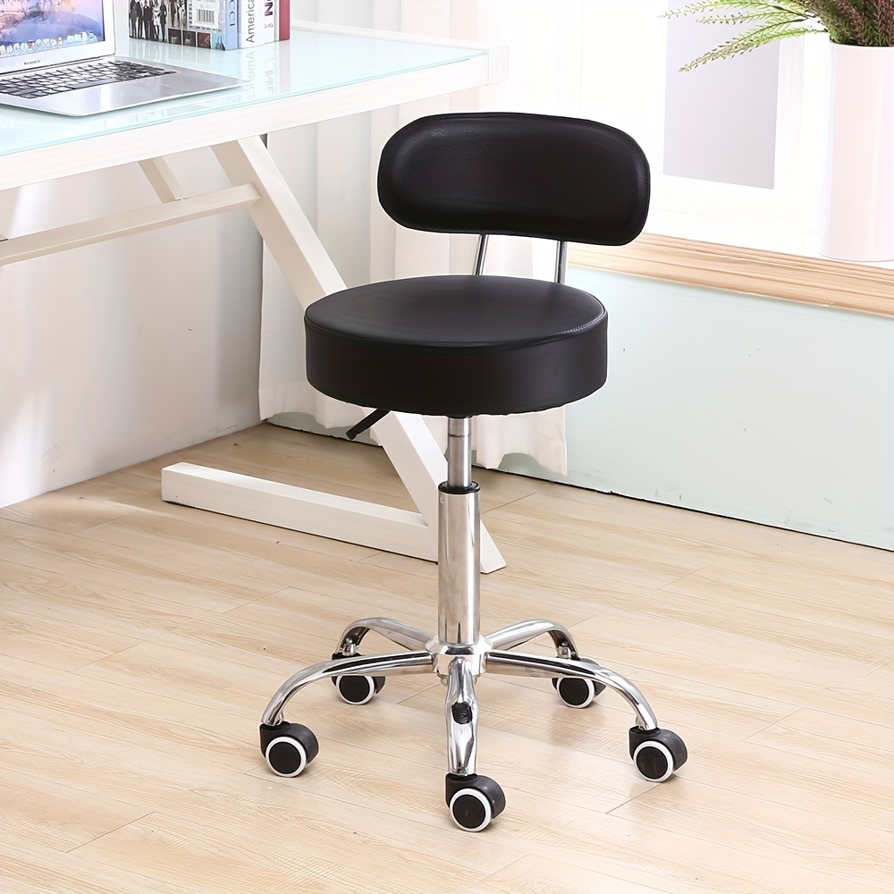 

Kktoner Pu Leather Rolling Stool With Mid Back Height Adjustable Office Computer Home Drafting Swivel Task Chair With Wheels Black