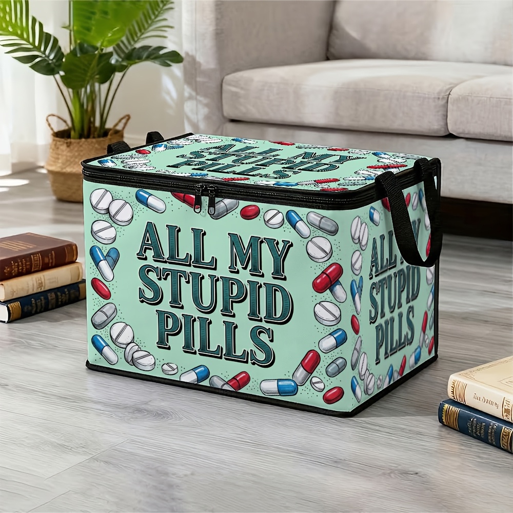 item picture 1pc retro   storage bin   zip lid foldable design suitable for pills blankets bathroom organizer closet tidy rectangular container with   closure   gift for   storage