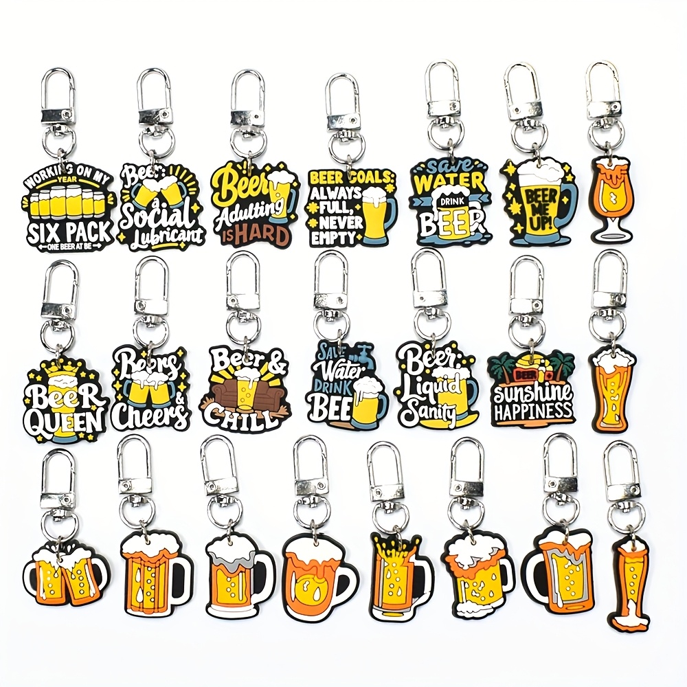 Image of Set Of 22 Plastic Beer Glass Keychains, Drink-themed Key Pendants, Cup Keychains, And Decorative Charms For Purses And Backpacks, Perfect For Luggage And As Birthday Party Gifts