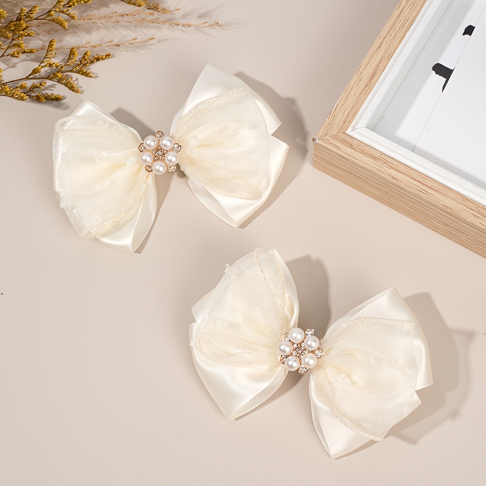 2pcs Minimalist Bow Hair Clips With Elegant Fabric Polyester Barrettes Accessories Perfect For Parties Weddings And Daily Wear