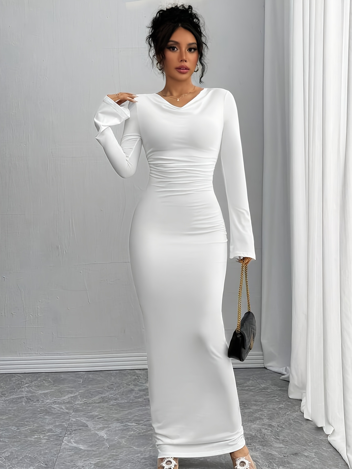 womens elegant sleeve maxi dress long formal - Temu