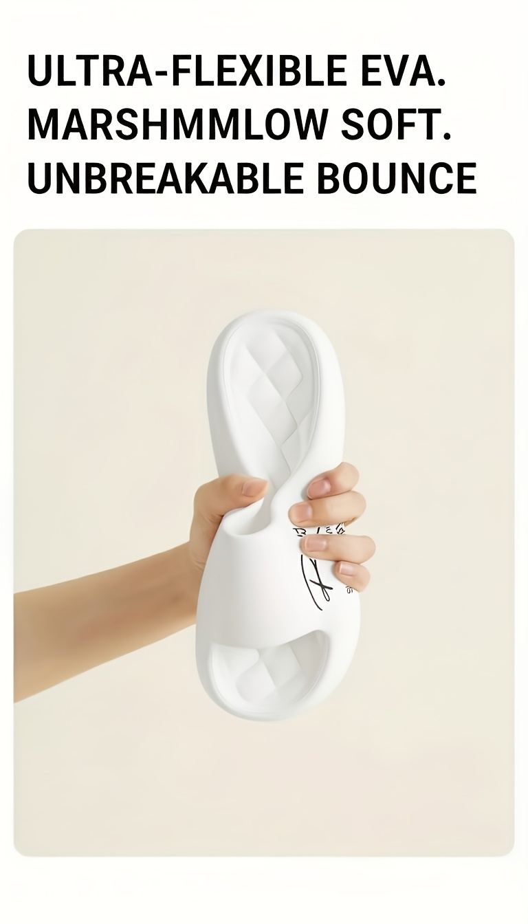 Four Seasons EVA Slip-On Slippers, Simple Positioning Print, Versatile Slip-On, Casual Soft Sole, Non-Slip Bathroom Slides, Unisex Household Slippers for All Seasons