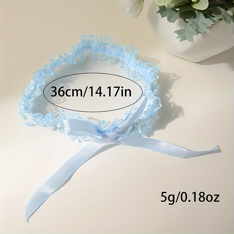 Blue Lace Elastic Garter with Bow, Bridal Thigh Band