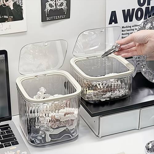 press type storage box pet material high large capacity hair ties hair additions desktop hairpin organizer storage box multi functional use suitable for dressing tables desks drawers and
