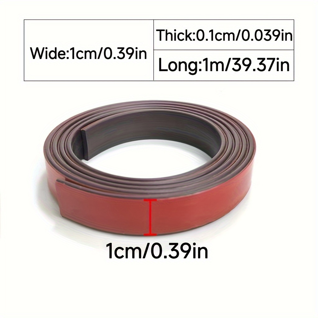 Magnetic Tape, 3.3 Feet Magnet Tape Roll (2/5'' Wide X 3.3 Ft Long X 1mm/1.5mm/2mm Thick), With Strong Adhesive Backing, Perfect For Handmade, Art Projects, Whiteboards & Fridge Organization