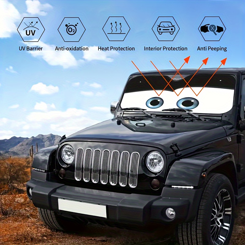 

Fit Cartoon Eyes Design Car Sunshade - Uv Protection, -resistant Aluminum Foil, Foldable For Vehicle Cooling