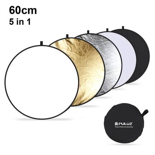 60cm 23 6inch 5 in 1 folding photo studio reflector board silvery translucent black
