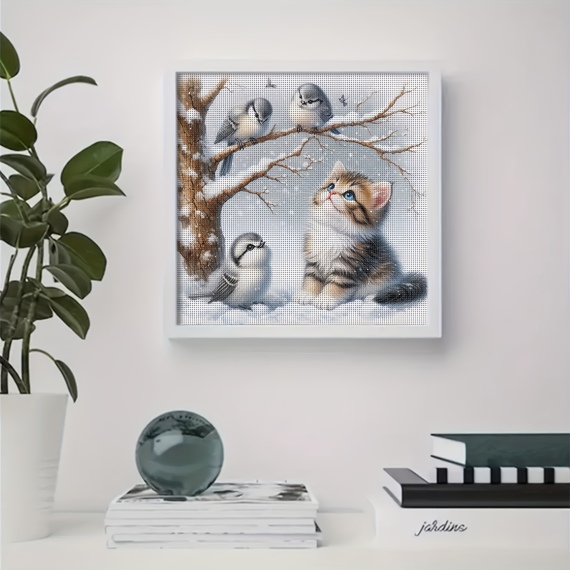 TEMU 1 Set - Kit per Croce a Tema Gatto e Uccello, Forniture per Cucito Fai da Te, Decorazione 11CT, a , di Materiali per Qualit�, Migliora