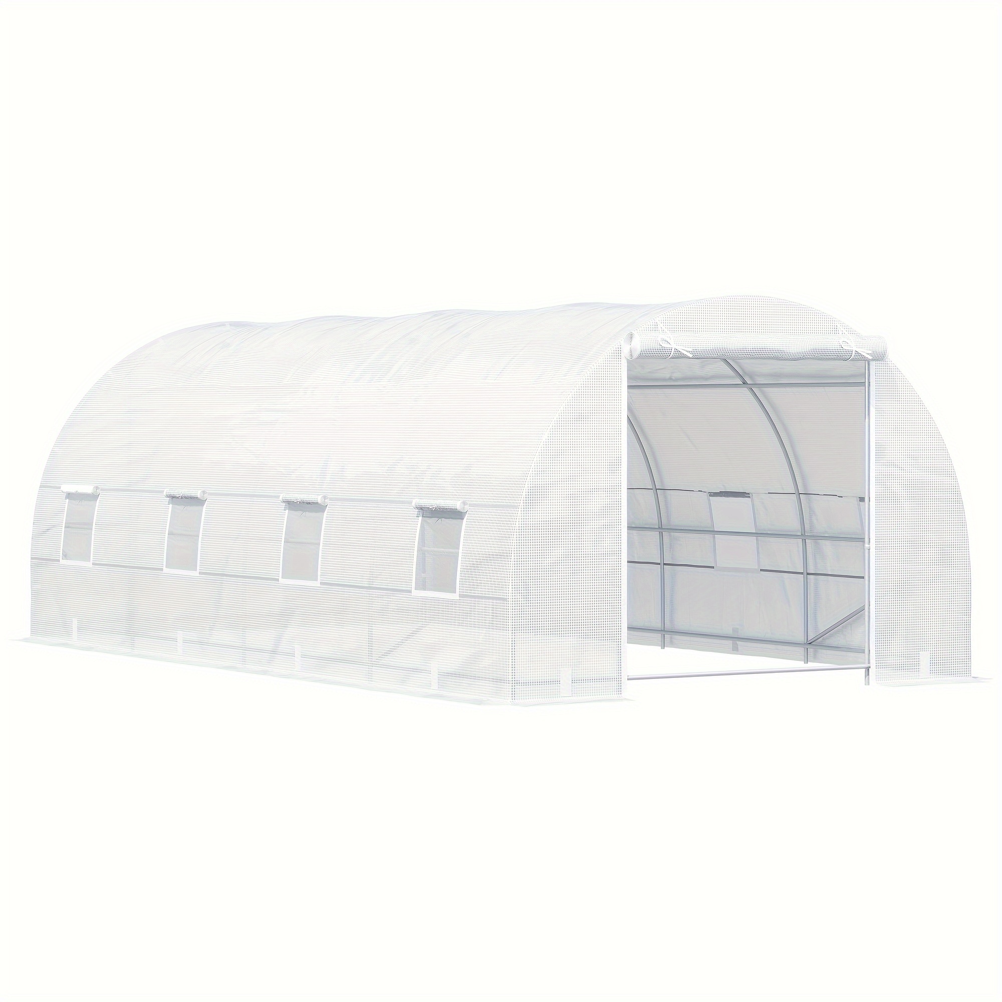 

Outsunny 20' X 10' X 7' Walk-in Tunnel Greenhouse With Zippered Door & 8 Mesh Windows, Large Garden Green House Kit, Galvanized Steel Frame, White