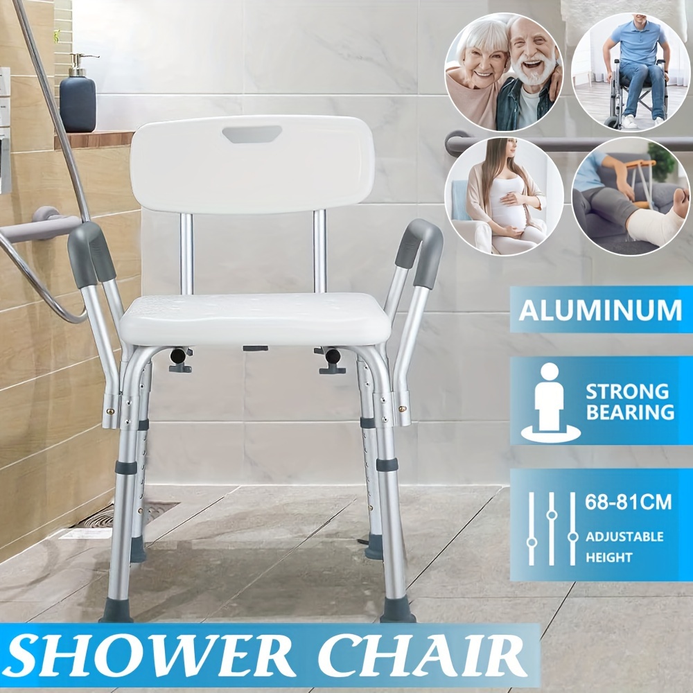 Adjustable Medical Shower Aluminium Aid Chair Bathtub Bath Seat Stool Arms Back