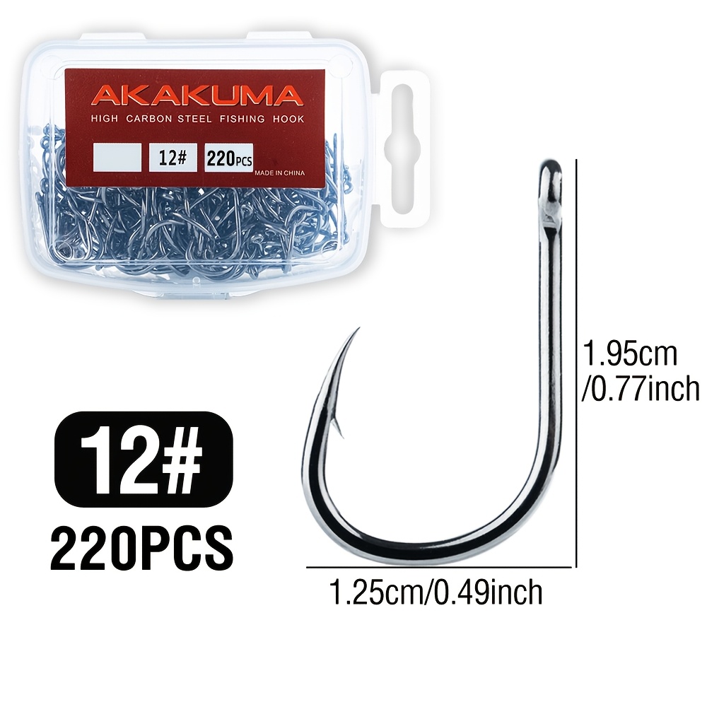 TEMU 220 pièces/boîte Hameçons de pêche en acier à haute teneur en taille 3#-15# avec ardillons, haute , super tranchants