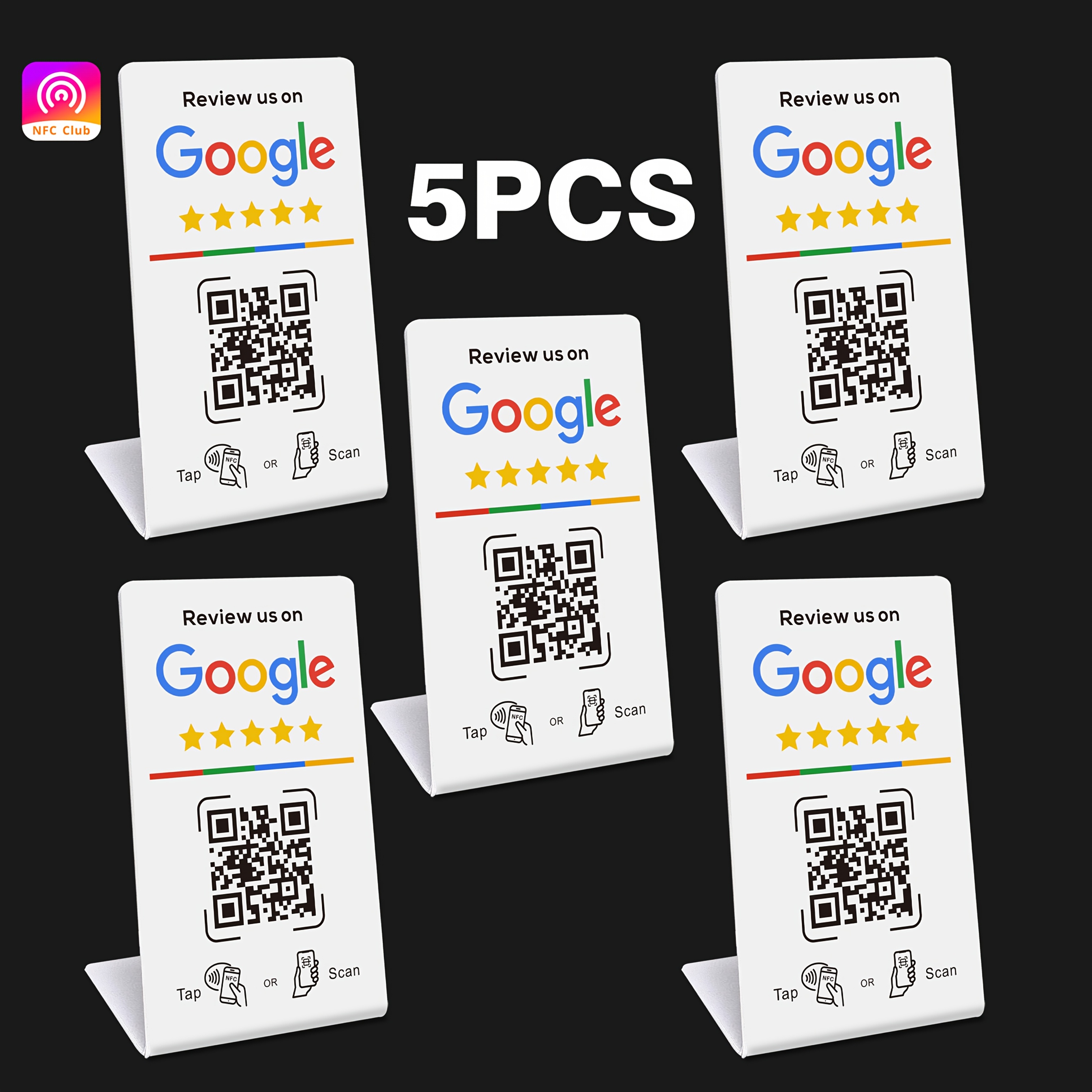 TEMU 1pc/3pcs/5pcs Nfc Display Stand, Nfc Tap And Instant Review Display Board, , Manage Review Links, Durable Pvc Material, Suitable For Google