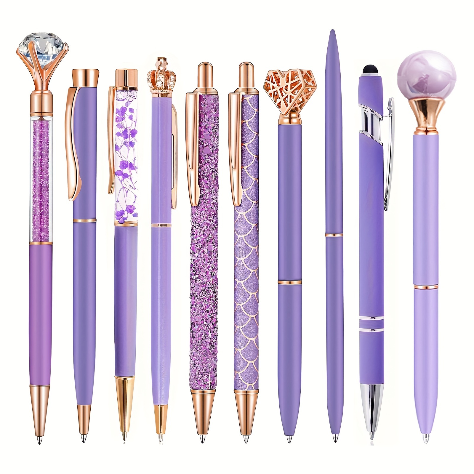 

1pc, 10pcs Ballpoint Pens Set Party Favors For Women, Pens Bulk, Ink Pens For , Purple Gifts Purple Pens For Women, Girls Office Supplies School Supplies, Metal Crystal Pens,