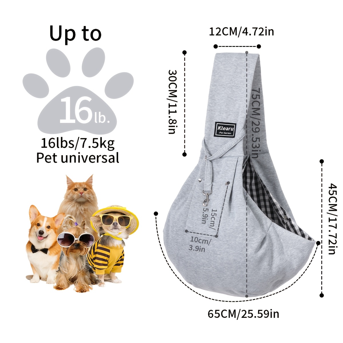 TEMU 軽量 犬・猫兼用 クロスボディバッグストラップ 通気性 蒸れにくい 旅行用 持ち運び便利 折りたたみ式収納 テディ・ビターベア・ボーム柄 猫・犬用バッグ 猫バッグ ポータブルポケット付き 安全バックル アウトドア旅行・多用途シーン用