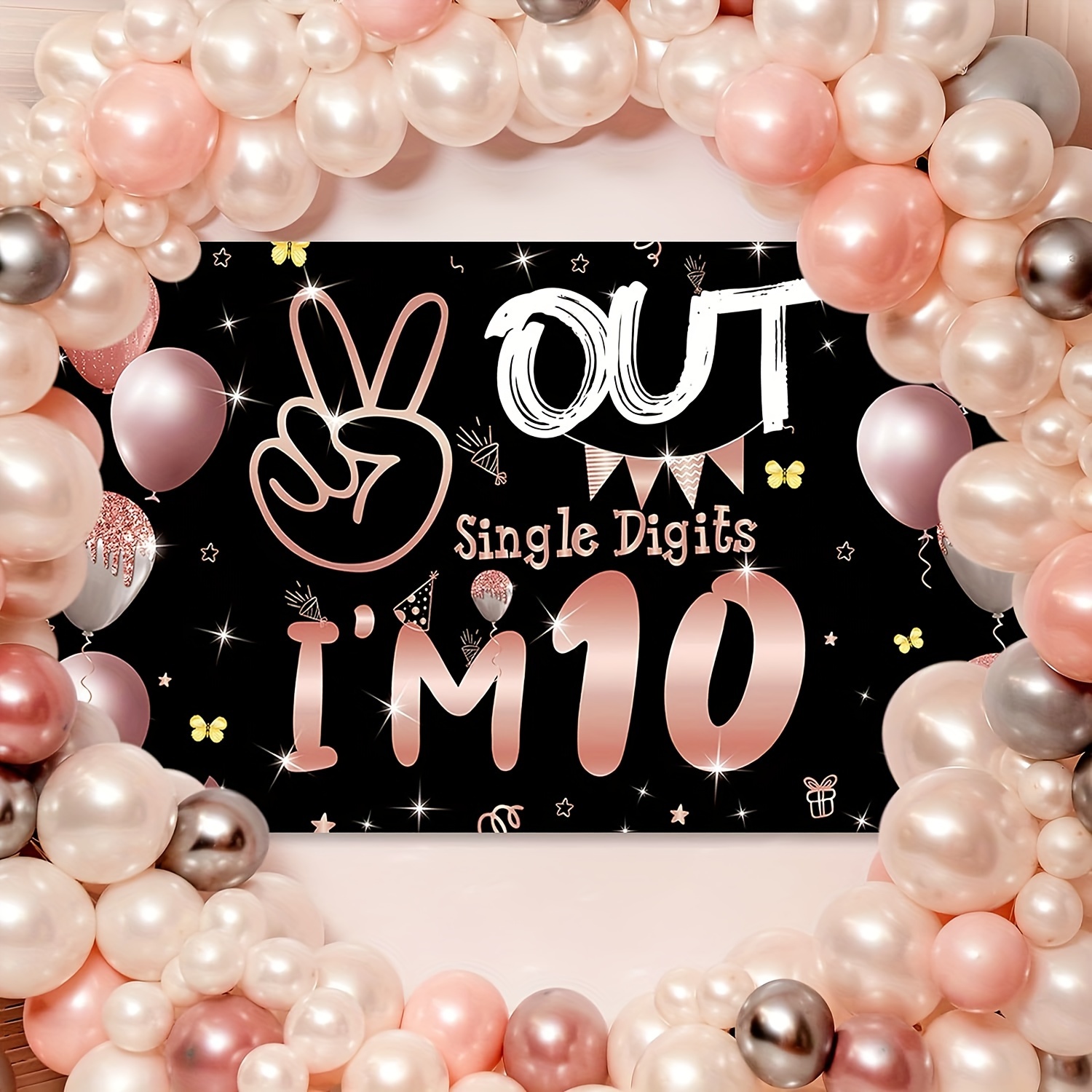 Tecreo Happy 10th Birthday Banner – 150x90 Cm, Vinyl, Mit Glitzer | Für Mädchengeburtstag