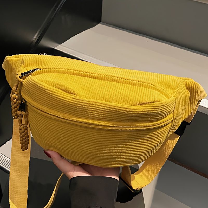 Artikelbild eine neue, stylische einfarbige cord-schultertasche für damen, mit einer lässigen, großen kapazität und mehreren fächern. sie ist eine perfekte   für shopping und ausflüge, ist großzügig genug für arbeit und einkäufe.