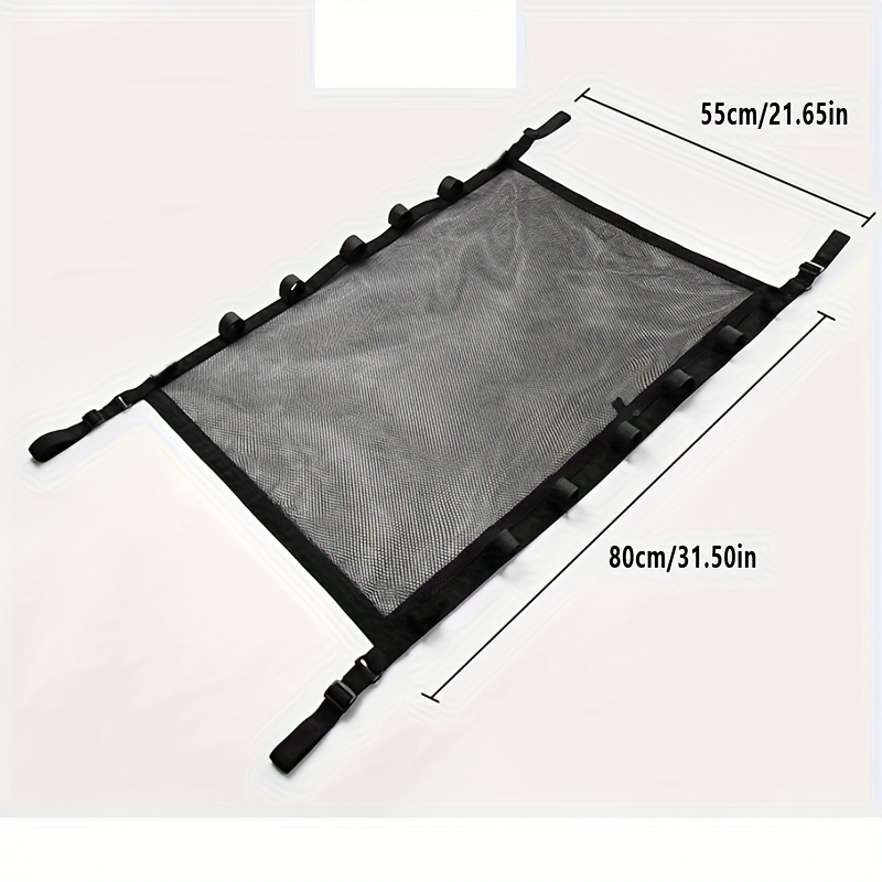 TEMU Car Ceiling Cargo Net Pocket, Long-distance Travel Ceiling Storage Net, Car Camping Cargo Net, Car Fishing Rod Bracket Adjustable Fishing Rod