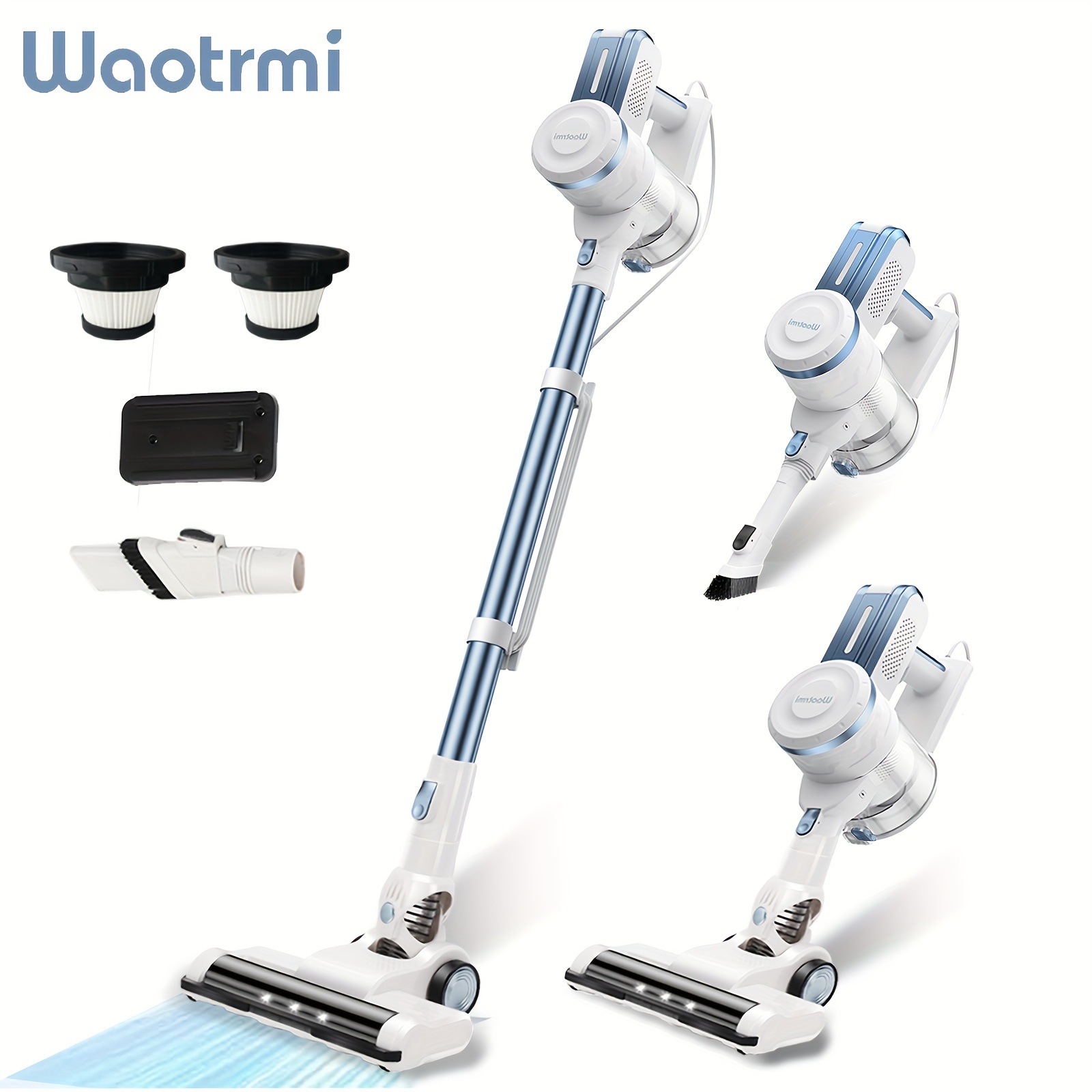 

Waotrmi Corded Stick Vacuum Cleaner With Led Headlights, Perfect For Pet Hair Pickup, Lightweight Vacuum For Hardhood Floor Carpet Hair, Ice Blue