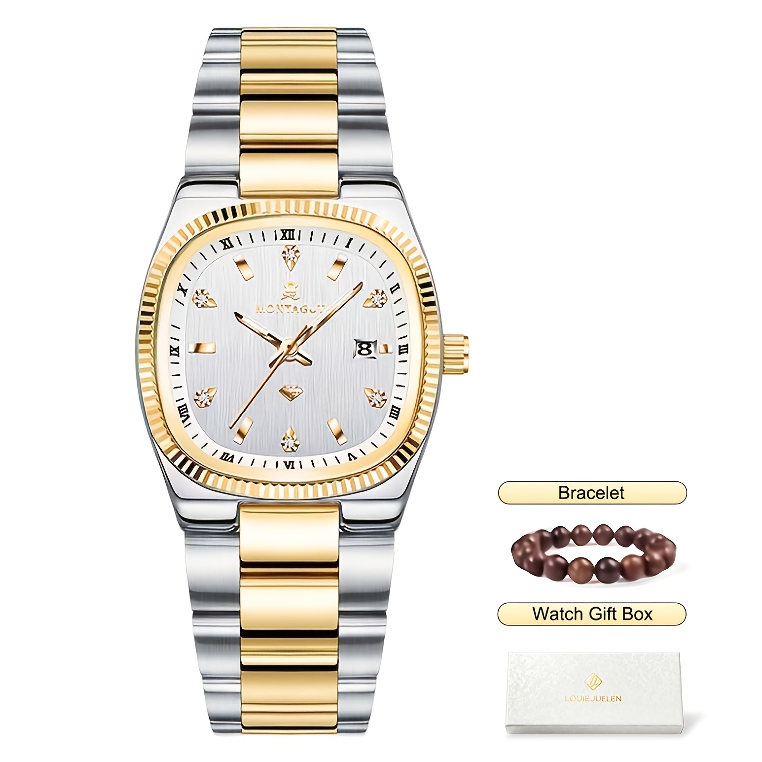 Image of 3pcs Luxury Golden Couple Watches Quartz Wristwatch Easy 's Day Gift For Her/him