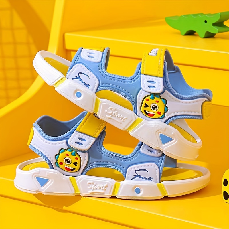 

Trendy Cute Cartoon Open Toe Sandals For Boys, Breathable Non-slip Sandals For Indoor Outdoor Beach