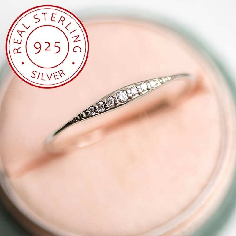 

925 Sterling Silver Minimalist Ring Paved Micro Zircon Match Daily Outfits Stackable Jewelry Fine But Not Costly Jewelry ( Without Box )