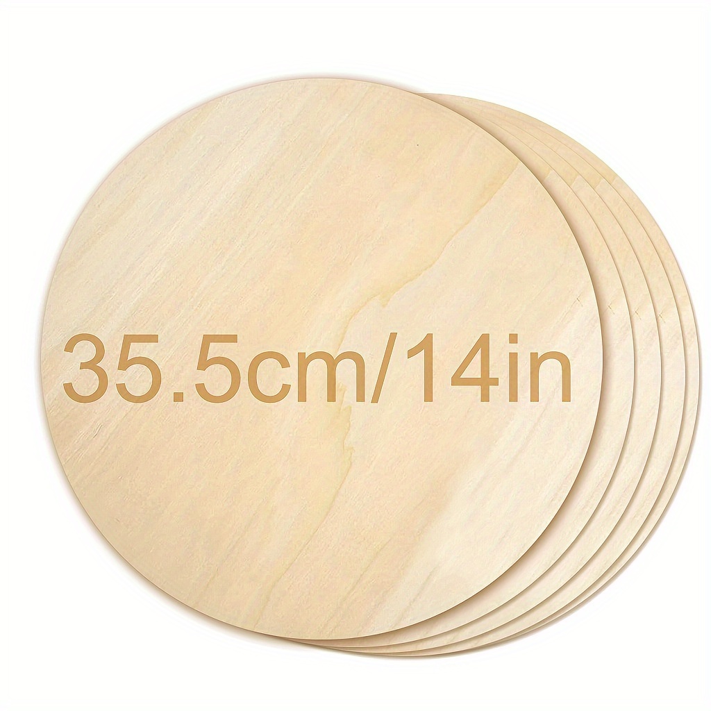 

5-pack 14" Unfinished Plywood Circles For Crafts, Round Wooden Plaques For Painting, Door Hanger Design, And Woodburning Projects