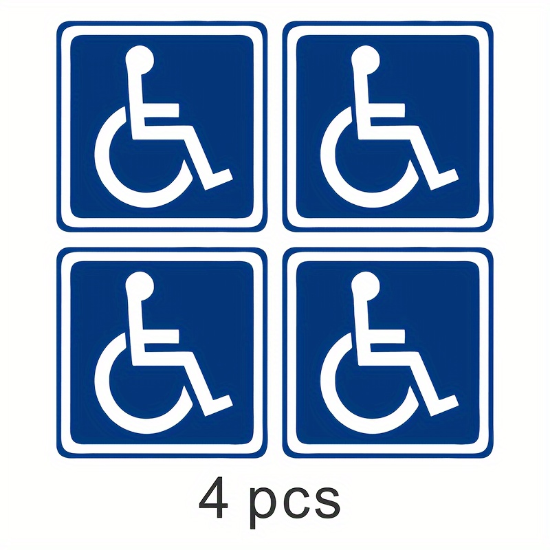 

[top-] 4pcs Reflective Disability Stickers For Car - , Exterior Accessory Decals & Labels