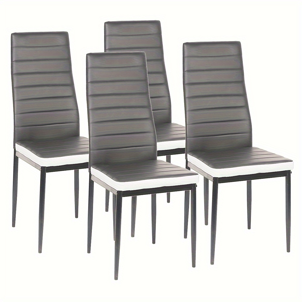 Restaurant Chair, 4 High-back Chairs, Artificial Leather Dining Chair, Classic And Durable Kitchen Chair, Padded Catering Store Chair, Office Meeting Chair