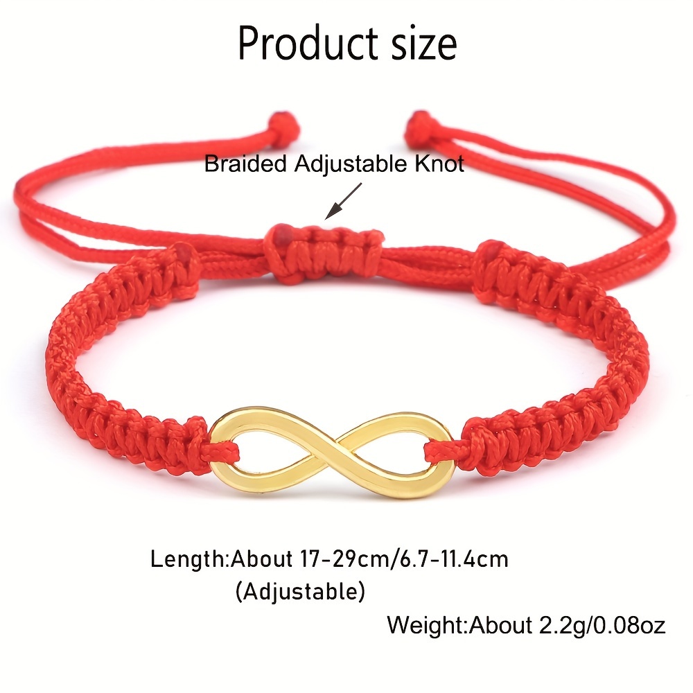 Adjustable Infinity Charm Bracelet Red String for Couples & Friends