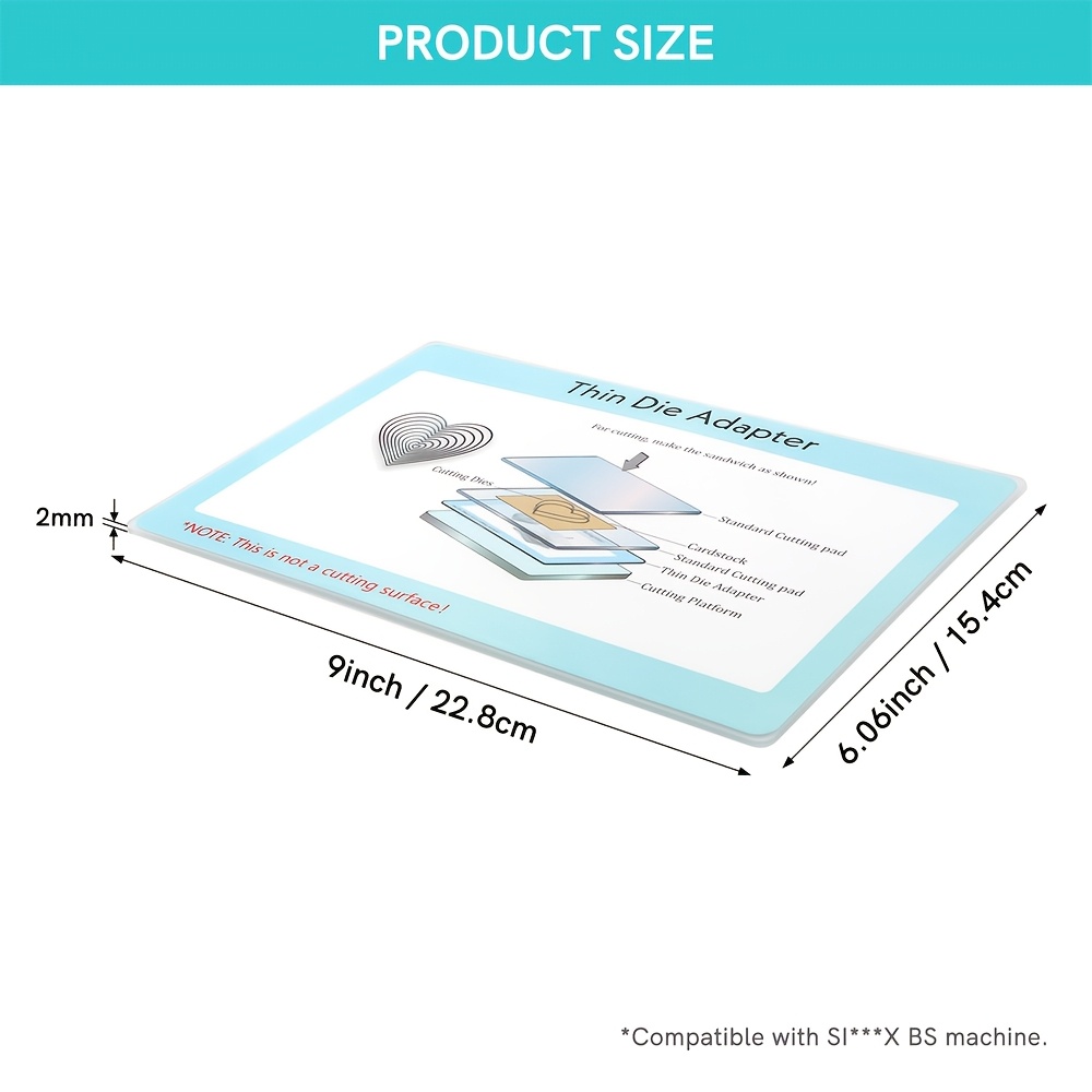 E-shop 9X6 Zoll/22,8X15,4 cm Dünner Stanzformadapter für Stanzmaschine; PC Kunststoff Standard Adapter Pad