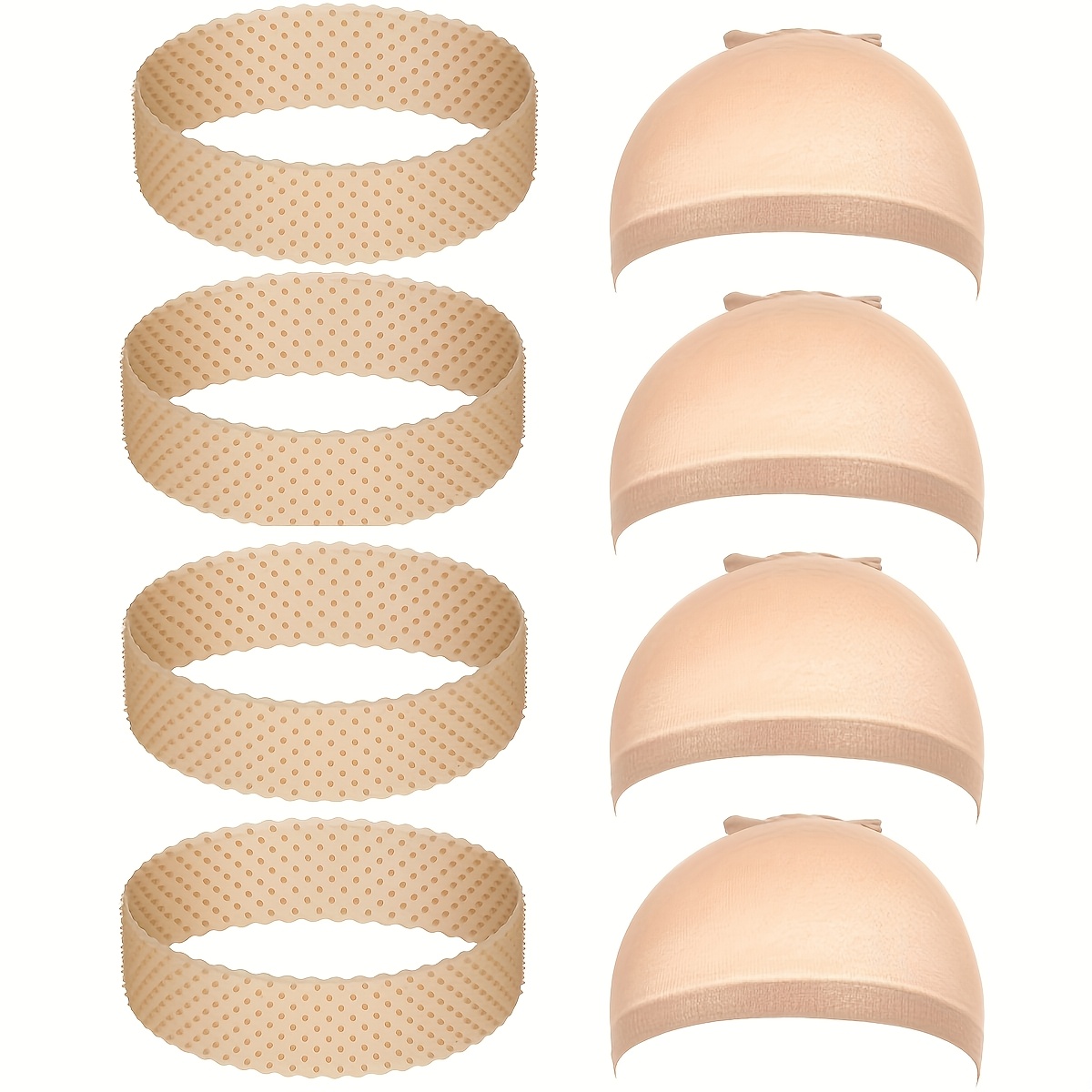 4pcs Headbands, 4pcs Wig Caps, Transparent Fix Wig Grip Bands Non-slip Comfortable Natural Wig Grip Elastic Sports Yoga Headbands To Hold Wig Grip Caps For Women
