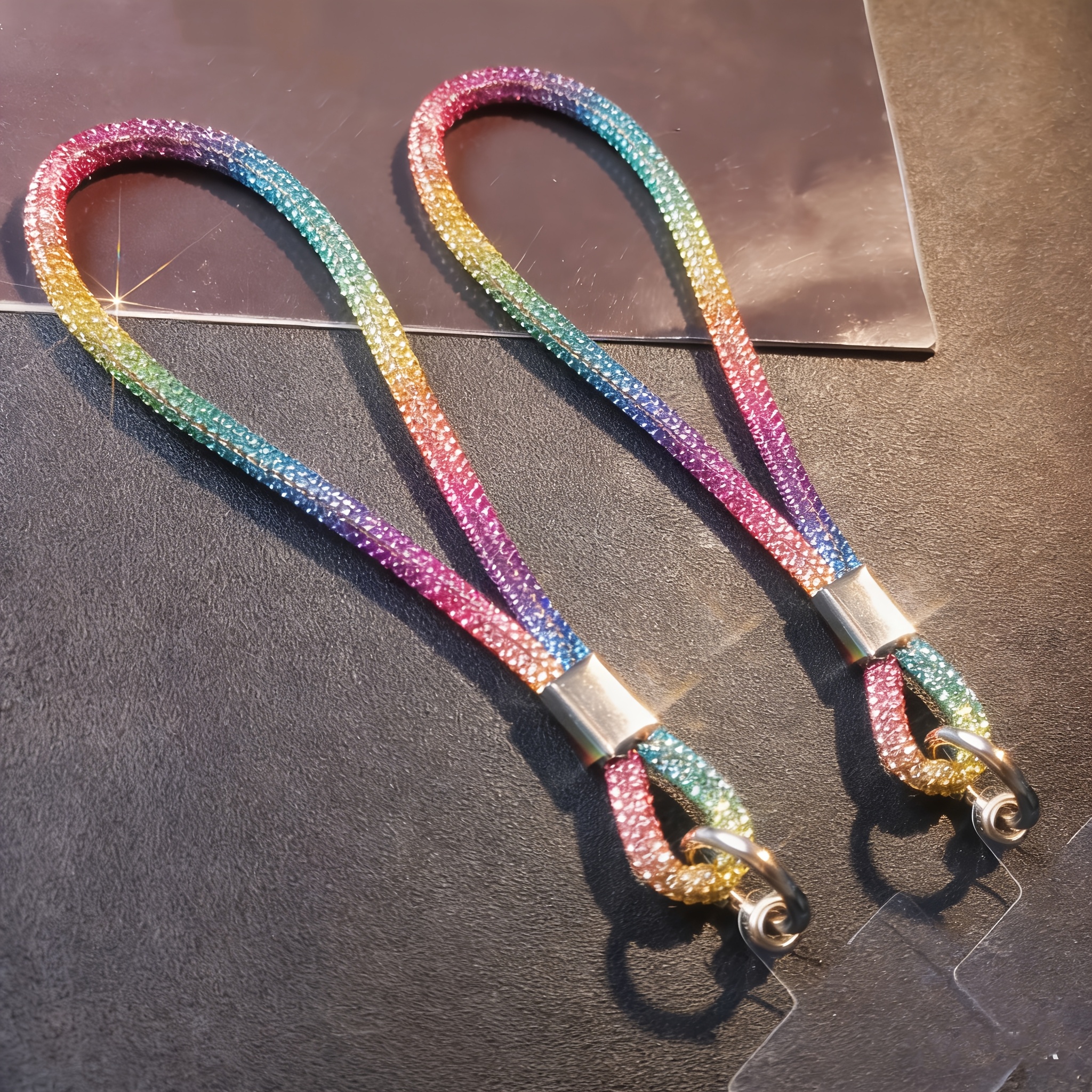 TEMU 2pcs Set/couple/: 2 Phone Charms   2 Phone Clips, Fashionable Full-rhinestone Phone Lanyard/rhinestone Wrist Phone Strap, High-end Short