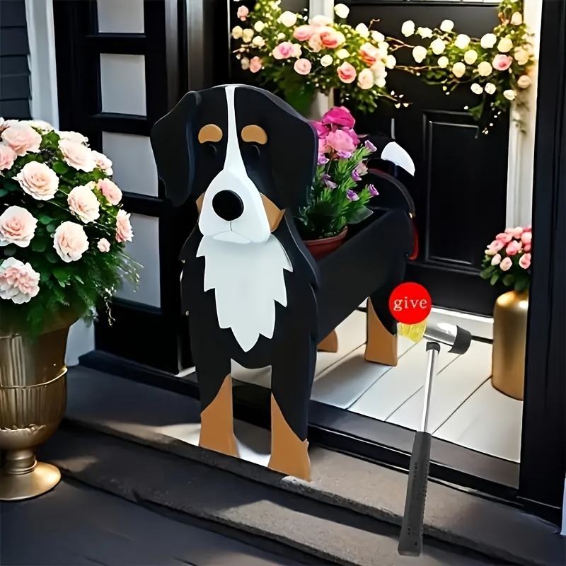 

Wooden Dog , Outdoor & Indoor Garden Planter, Decorative Pet Dog Cage Support, Unique Valentine's Day Gift For Dog Lovers, With Khaki For Halloween & Christmas