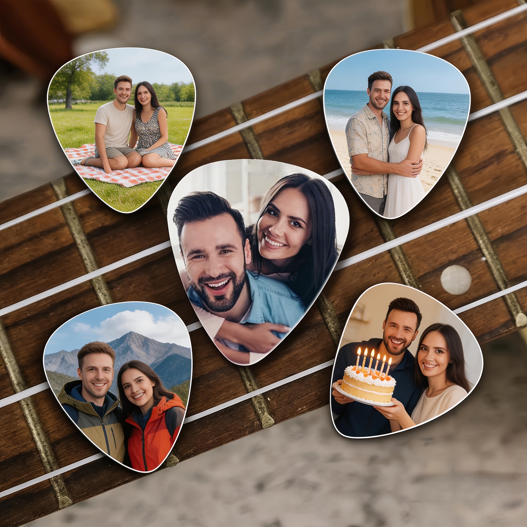 TEMU 5pcs 5pcs Custom Photo/text Personalized Acrylic Guitar Picks Suitable For Guitar Accessories, Plectrums With Your Own Picture/name/, Musician