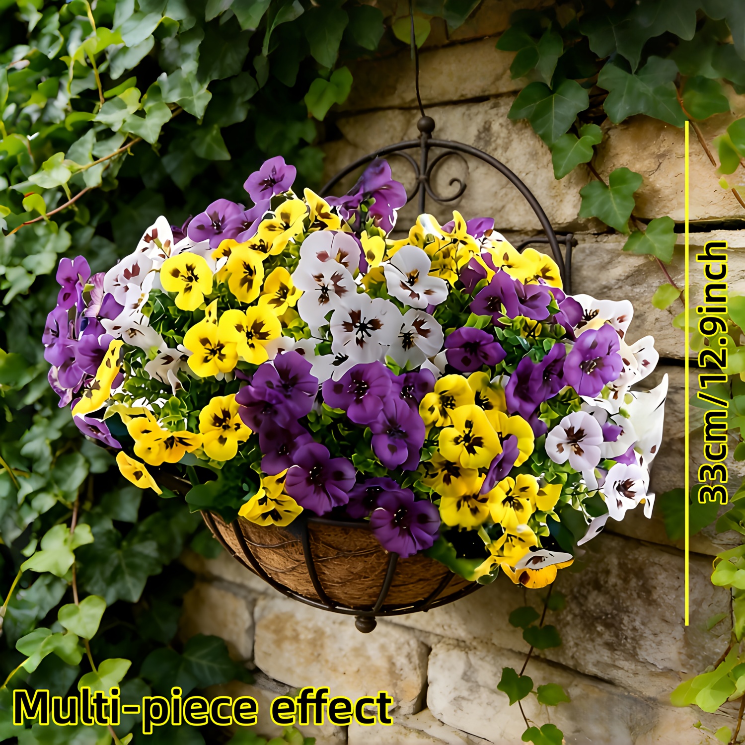 27 bundles of artificial pansy and daisy flowers artificial decorative flowers holiday decorative flowers for outdoor courtyard decoration spring and decor suitable for indoor outdoor decoration suitable for offices