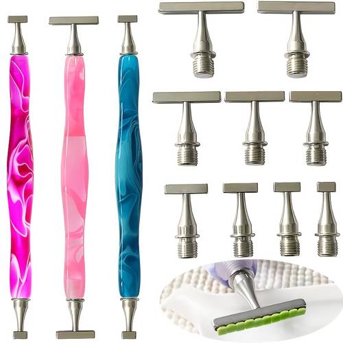 diamond painting pens kit stainless steel tips resin drill pen with clay lovers beginners 1pc resin pen 4pcs threaded pen tips with storage box 6pcs with storage box