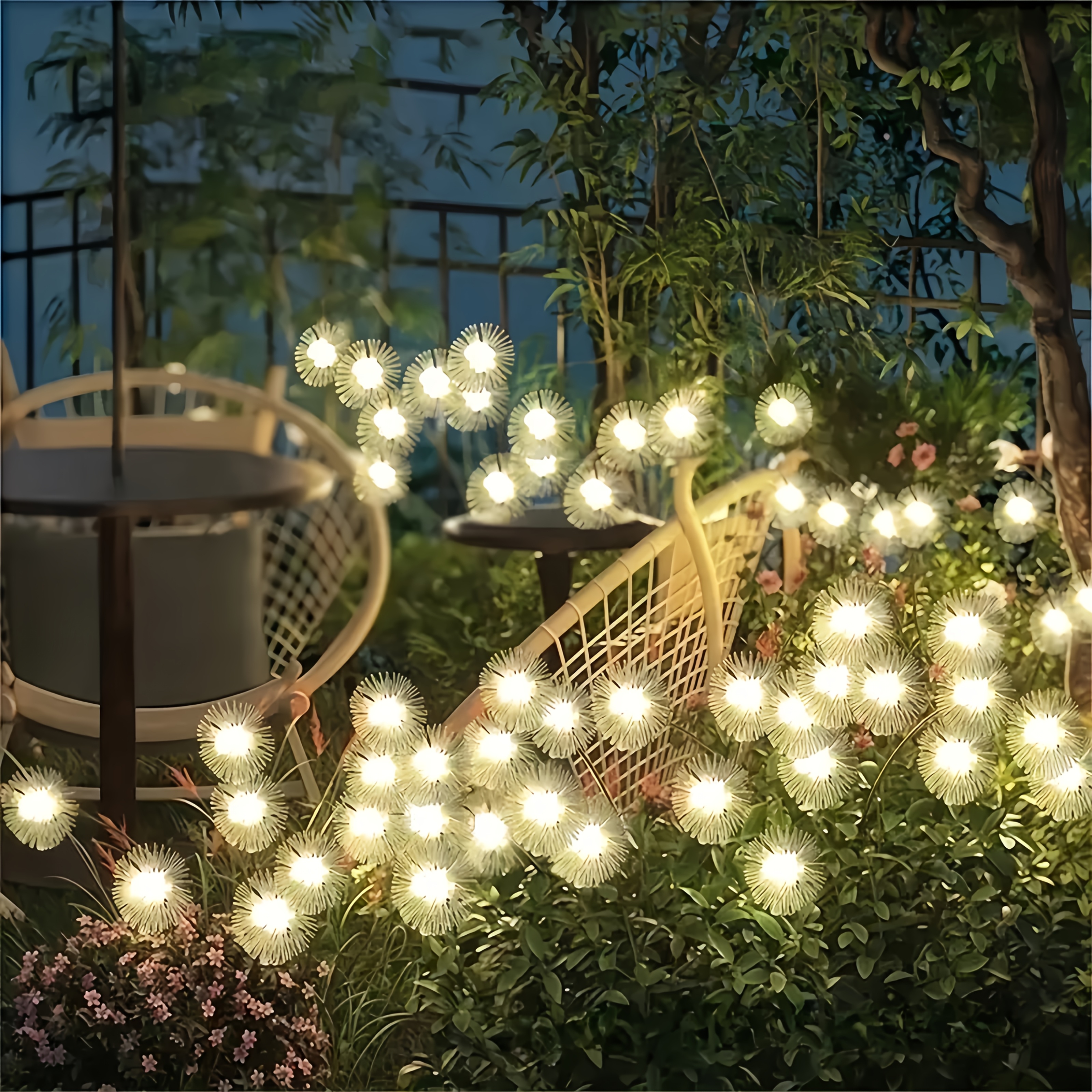   solar dandelion garden lights   warm white led semi flush mount nickel battery solar powered outdoor landscape lighting for courtyard park and holiday decor landscape lighting warm white led solar powered light lights for decoratio Product details 5