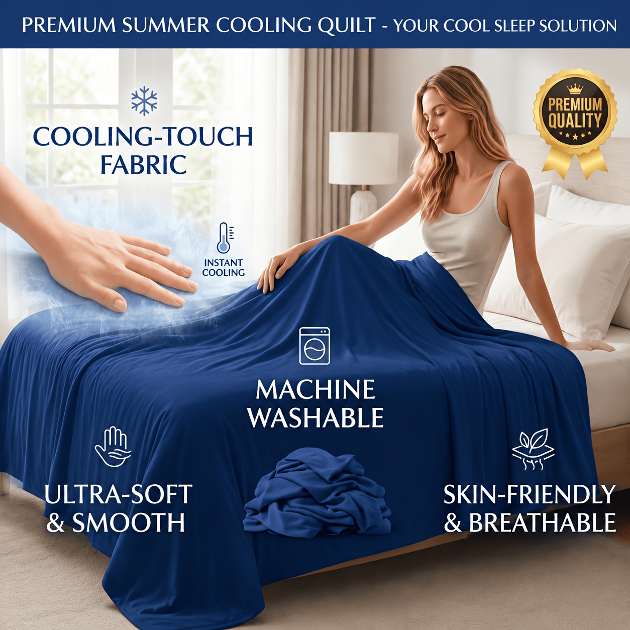 TEMU 1pc Solid Color Summer Cooling Thin Blanket, Cold Sleeping Blanket, Easy Solid Color With Cooling Fabric, Soft And Skin-friendly, Suitable For