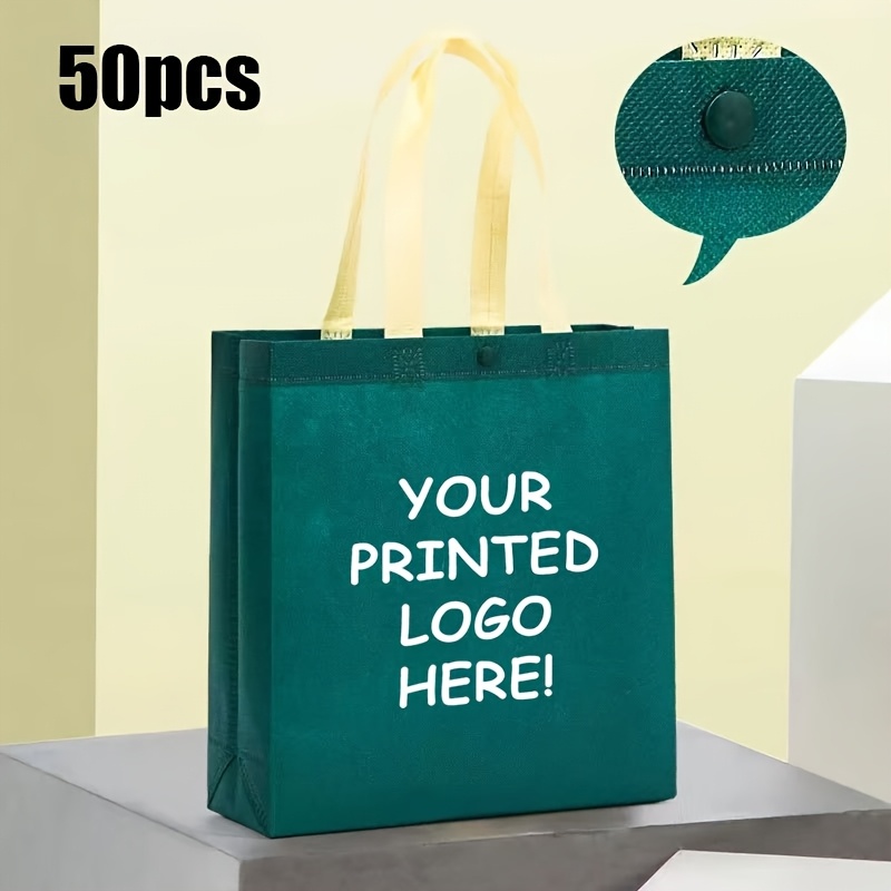 50 Customizable Solid Color Tote Bags with Snap Buttons