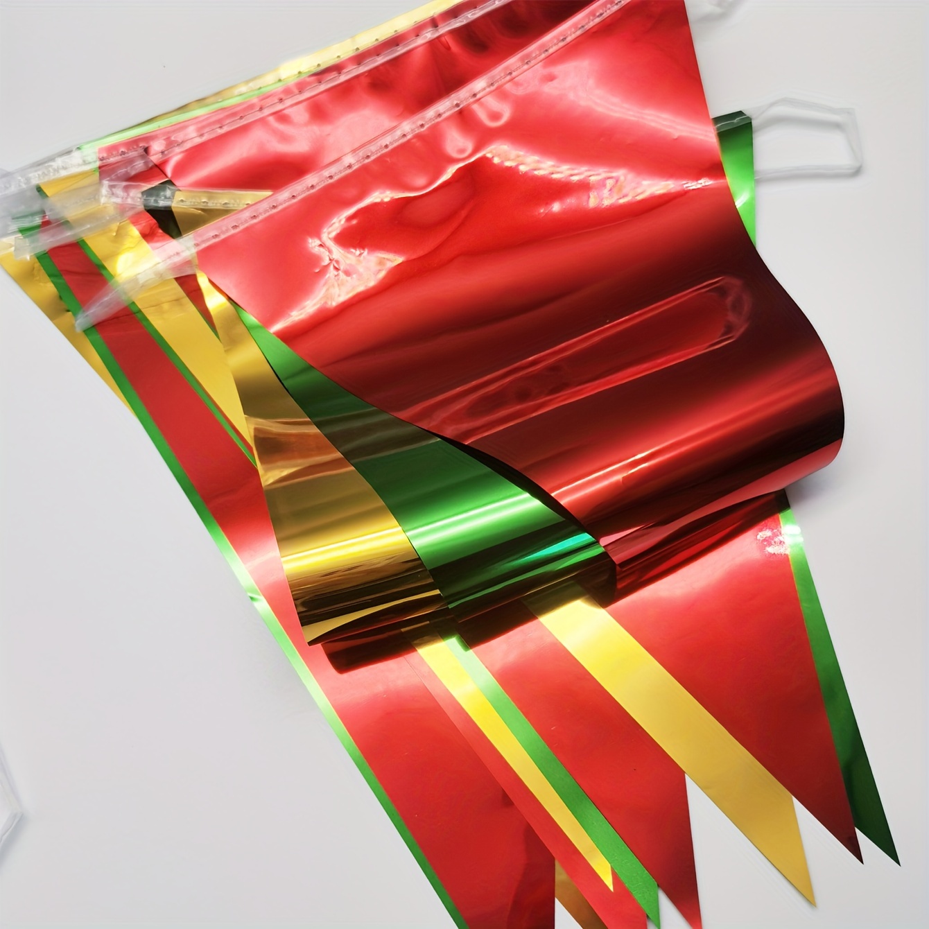 Image of 1pc, Color Banner Bunting For Christmas Party Supplies, Pennant Garland Triangle Flag For Home And Office Party Favor Decor, Metallic Color Pennant Banner For Christmas Party Decoration
