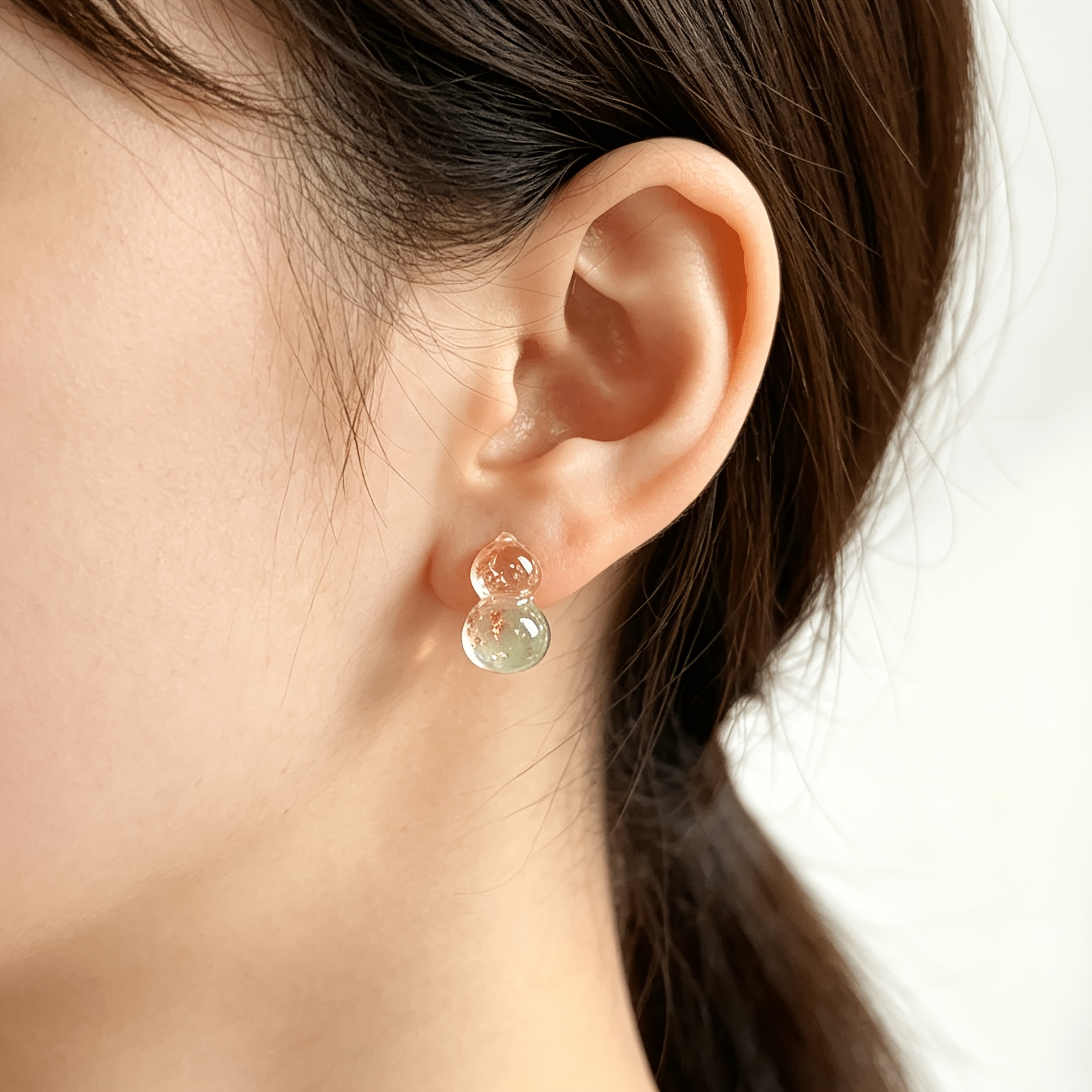 3 Pairs of Transparent Gourd Resin Ear Studs