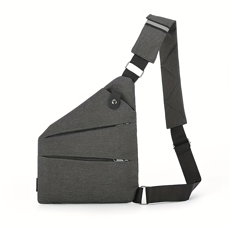 E-shop Diebstahlsichere Umhängetasche aus Oxford-Stoff, einfarbige Brusttasche mit Reißverschluss -Futter, verstellbare Unisex-Schultergurte,