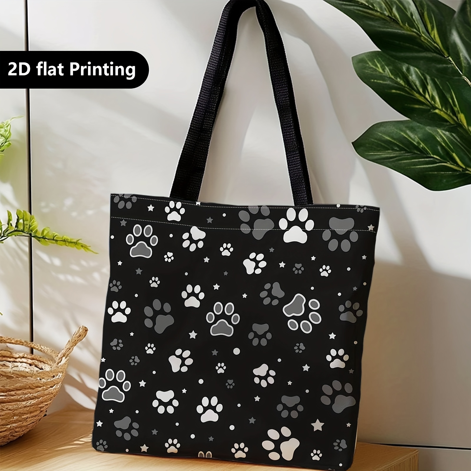 TEMU 1pc Sac à Main en Toile avec de Patte et Double Poignée - Lavable en Machine, Idéal pour Voyage et Usage - Cadeau Élégant pour Adolescent